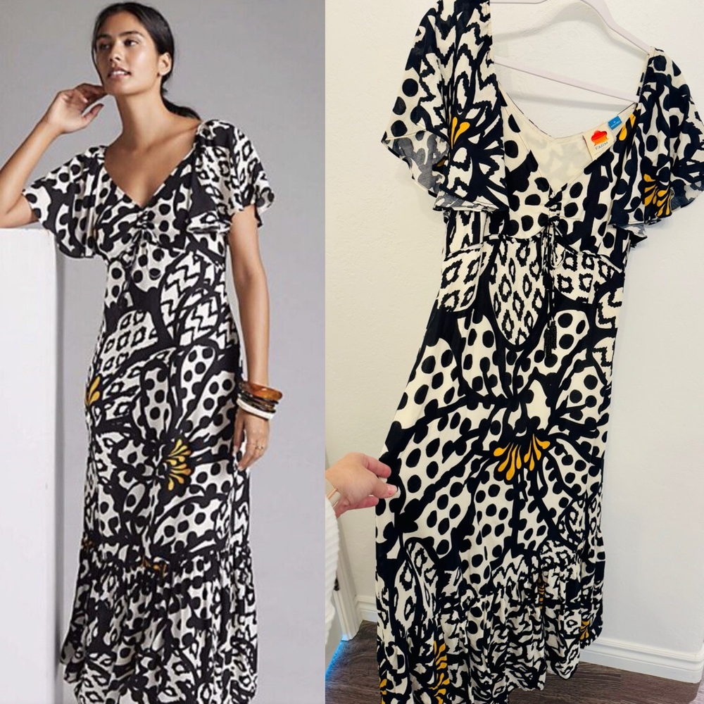 Farm Rio Flutter-Sleeved Maxi Dress